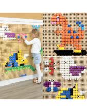MASTERKIDZ Свободностоящая STEM Стена 166 x 125 см + Аксессуары: Шпильки, Шестеренки, Блоки, Инструменты, Мраморный Путь