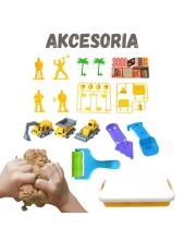 WOOPIE Kinetiskā smilšu būvniecības komplekts čemodānā ar transportlīdzekļiem 1kg
