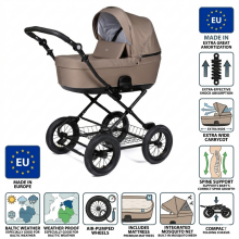 Tinynord Classic stroller set in Praline Art. 298920-298907 Super amortisation built in classic baby stroller in beige