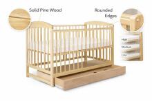 La Bebe™ Kids Wood Cot Pure Pine Art.279425 Natural Детская деревянная кроватка с ящиком120x60см