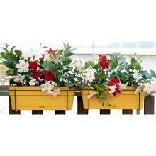 Balcony set with automatic watering system and metal support 50x18x17cm mustard yellow