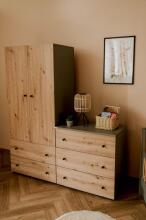 Klups Pauline Art.290267 Graphite/Oak Комплект:Детская кроватка с защитным бортиком 120x60cм+комод