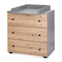Klups Pauline Art.290267 Graphite/Oak Комплект:Детская кроватка с защитным бортиком 120x60cм+комод