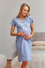 Doctornap  Cotton Night Dress Art.TCB.7459.SKY_BLUE.S.01  Kokvilnas naktskrekliņš grūtniecēm/barošanai