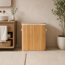 Bambusa veļas grozs 150l ar 3 nodalījumiem un vāku, ModernHome