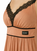 La Bebe™ Nursing Cotton Mia Art.136123 Warm Caramel Grūtnieču barošanas naktskrekls topošām māmiņām ar mežģinēm