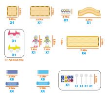 PICASSO TILES Magnētiskais konstruktors Racing Track komplekts 45 detaļas, PTR04