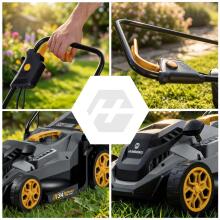 Легкий мощный электрический газонокосилка с регулировкой 1400W 34см Humberg HM-612