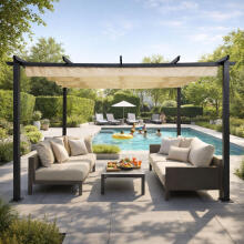 Dārza terases pergola 3x4 m, tērauds, nojumes segums, bēšs, MultiGarden