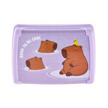Контейнер для хранения продуктов deco-click-box midi 1L Carla &ldquo;Capybara&rdquo; 17x13x7 см, нежно-фиолетовый.