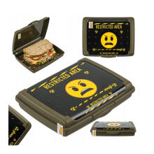 Food storage container deco-click-box mini 0.5L Carla &amp;quot;Emoji Danger&amp;quot; 17x13x3.5cm olive color