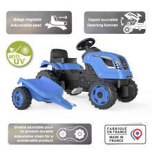 Smoby Traktors Blue Farmer XL ar piekabi