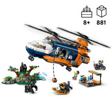 LEGO City džungļu izpētes helikopters bāzes nometnē