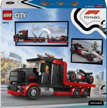 LEGO City F1 izstādes kravas automašīna ar Audi F1 sacīkšu automašīnu