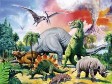 Ravensburger puzle 100 gabaliņi starp dinozauriem