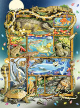 Ravensburger puzle 200 gab. Reptīļi uz attēla rāmja