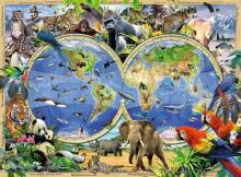 Ravensburger puzle 300 gab. Pasaules atlants ar dzīvniekiem