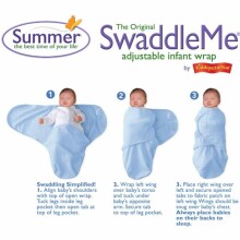 Summer Infant Art.56586 SwaddleMe Хлопковая пелёнка для комфортного сна, пеленания  от 3,2 кг до 6,4 кг.