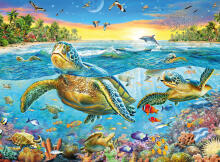 Ravensburger puzle 100 gab. Peldēšana ar jūras bruņurupučiem