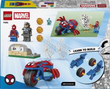 LEGO Spidey uz viņa motocikla pret Rino