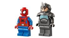 LEGO Spidey uz viņa motocikla pret Rino