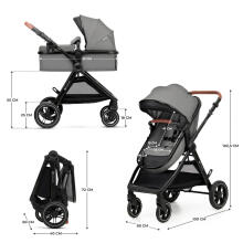 KINDERKRAFT Multifunkcionālais ratiņš ESME PRO 3in1 Mēness pelēks + MINK PRO 2