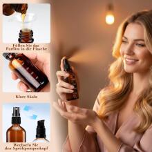 Empty Glass Bottles Brown with Sticker Funnel Art.294985   stikla pudele ar uzlīmes piltuvi un dozatoru,50ml,1gab
