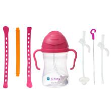 B.BOX 63012 Sākuma komplekts 3in1 - Salmiņu pudele ar salmiņu 240ml aveņu + Piekare zemeņu kokteilim + Rezerves salmiņi