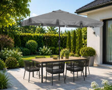 Prostokāna liels dārza saulessargs slīps salokāms ar rokturi pelēks 200x130 cm MultiGarden