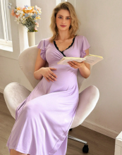 Moonlight&Mama Maternity Dress Art.295617 Violet  Ночная рубашка для беременных/кормящих с коротким рукавом