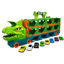 Dinozauru Kravas Auto ar Atsperu Trasi Automobiļu Pārvadātājs 4in1