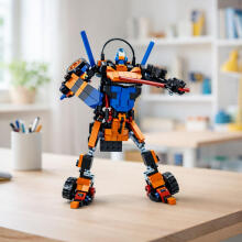 Būvniecības ķieģeļu auto robots sacīkšu 2in1 oranžs 322 gab.