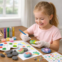 DIY Creative Kit for Painting Rocks, Glowing Paints, Glitter Glues
