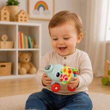 Interactive Sensory Toy Elephant Car for Toddlers Gray
