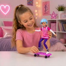 Anlily Doll with Purple Skateboard, Helmet, and Long Sweatshirt Set