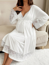 Moonlight&Mama Maternity Dress Art.296151 White Komplekts naktskrekls un hālats grūtniecēm/barošanai ar īsām piedurknēm