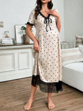 Moonlight&Mama Maternity Dress Art.296154 Beige  Naktskrekls grūtniecēm/barošanai ar īsām piedurknēm