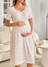 Moonlight&Mama Maternity Dress Art.296155 White   Short sleeve maternity/nursing nightgown