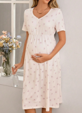 Moonlight&Mama Maternity Dress Art.296155 White   Short sleeve maternity/nursing nightgown
