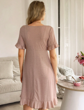 Moonlight&Mama Maternity Dress Art.296157 Beige Naktskrekls grūtniecēm/barošanai ar īsām piedurknēm