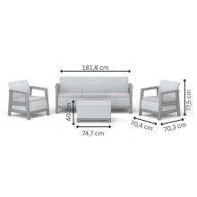 Garden furniture set Scandi Linea 3 Seater Set light grey/dark steel grey