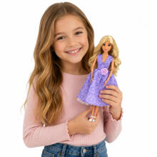 Anlily Fashion Doll in Purple Dress with Hearts and Purse Accessories Set