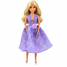 Anlily Fashion Doll in Purple Dress with Hearts and Purse Accessories Set