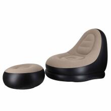 Ikonka Art.KX2695 Fotel z podnóżkiem wypoczynkowy dmuchany sofa pufa pompka zestaw 2w1