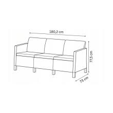 Dārza dīvāns divvietīgs Scandi Form 3 Seater Sofa gaiši pelēks/tumša tērauda pelēks