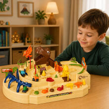 Interactive Manual Arcade Track with Dinosaurs 8 Challenges Vehicles