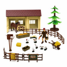 Farm set with tractor, windmill, stable, trailer and animal figures, 45 pieces.