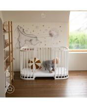 Waldin Baby Collection Bed Crib  7 in 1 Art.297432 White Многофункциональная деревянная кроватка-трансформер 7 в 1 с матрасом