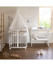 Waldin Baby Collection Bed Crib  7 in 1 Art.297432 White Многофункциональная деревянная кроватка-трансформер 7 в 1 с матрасом