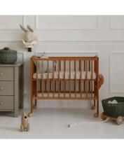 Waldin  Bedside Crib 2in1 Art.297437 Vintage Koka 2-in-1 bērnu gultiņa/šūpulis uz riteņiem ar matraci